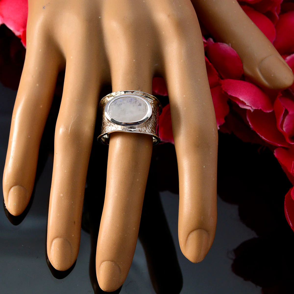 Crystal Quartz Solitaire German 925 Sterling Silver White Gems Edgy Oversized Band Jewelry - Image 6