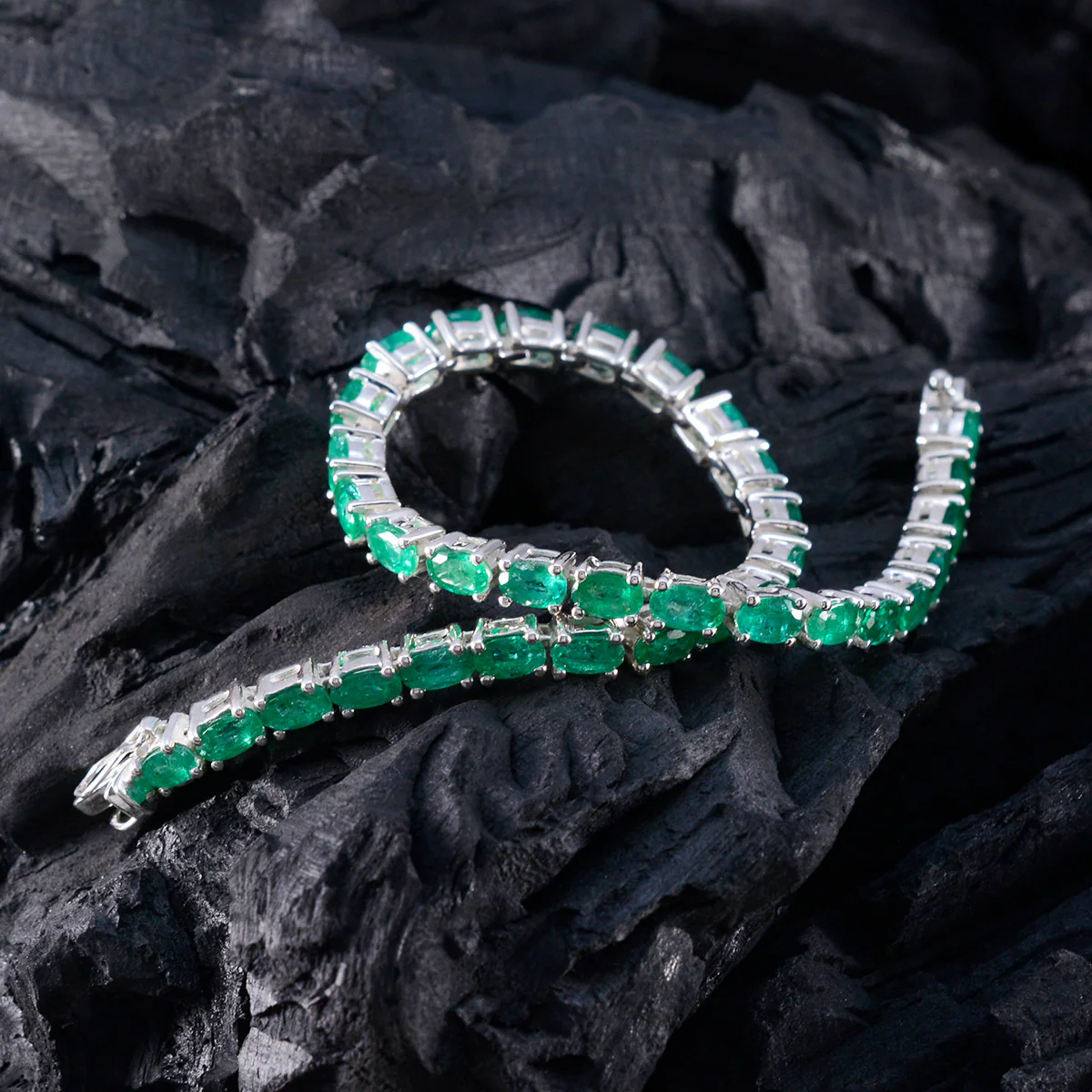 Emerald CZ Cat Day Tiny Green 925 Silver Tennis Bracelet - Image 5