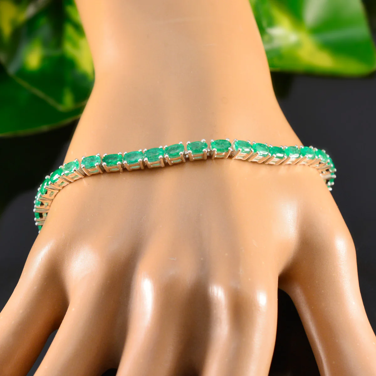 Emerald CZ Cat Day Tiny Green 925 Silver Tennis Bracelet - Image 6