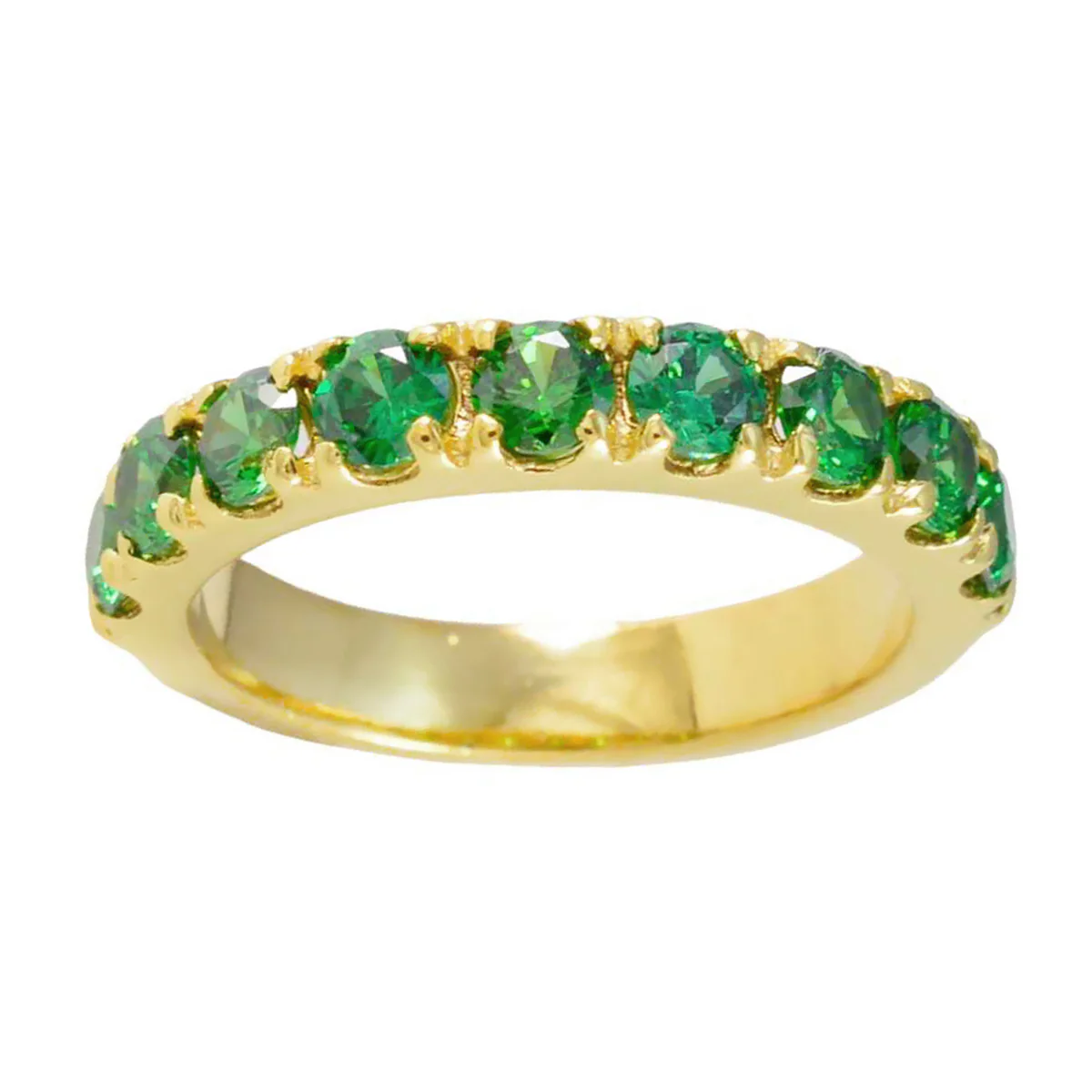 Emerald CZ multiple Latin American 925 Sterling Silver Green Gemstone Delicate Eternity Band Jewellery - Image 3