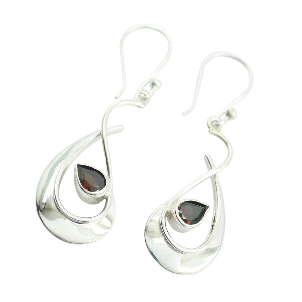 Garnet American Sofia Solitaire Dangle Red 92.5 Silver Earring - Image 3