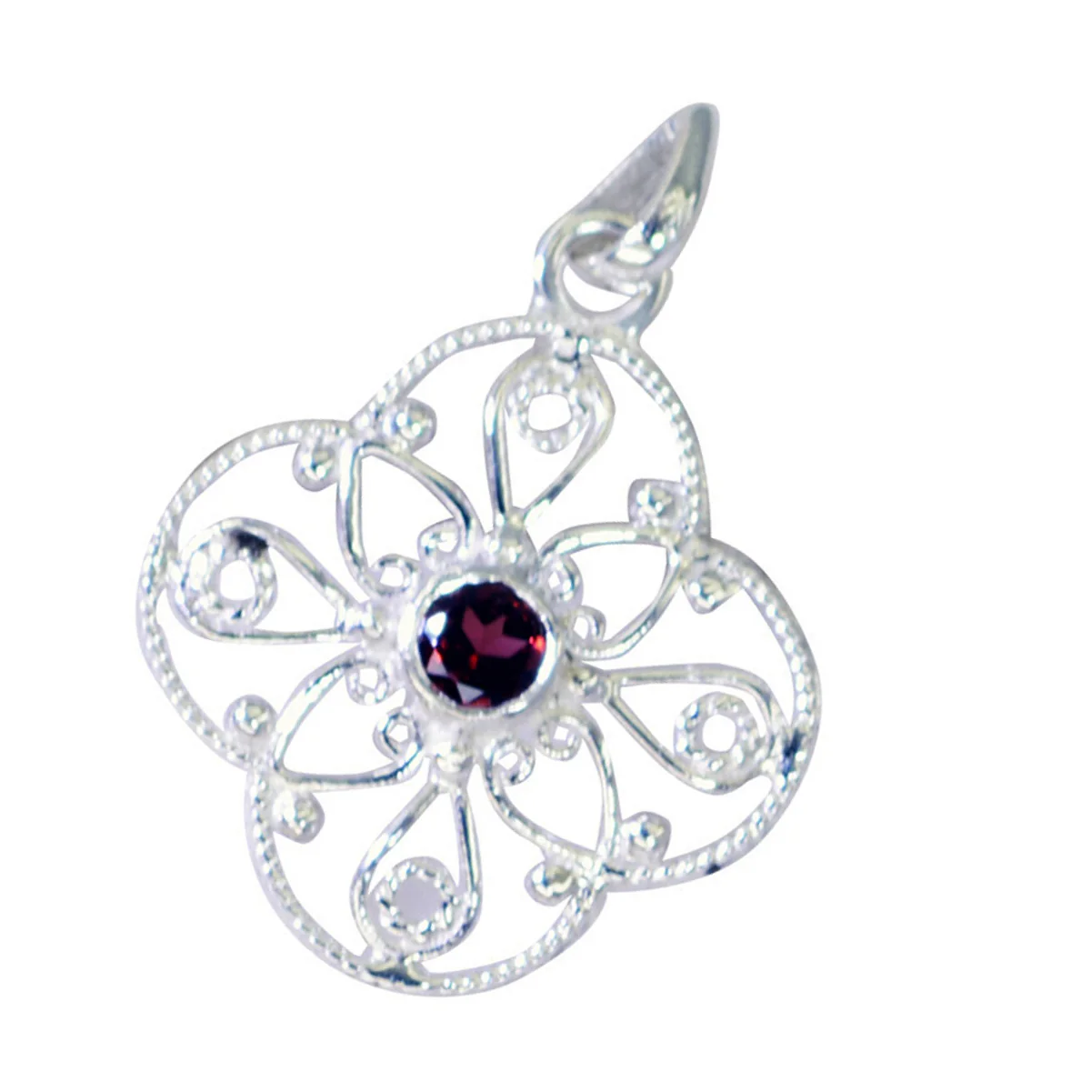 Garnet Dainty Russian Silver Solitaire Ida Victorian Red Pendant Jewelry - Image 3