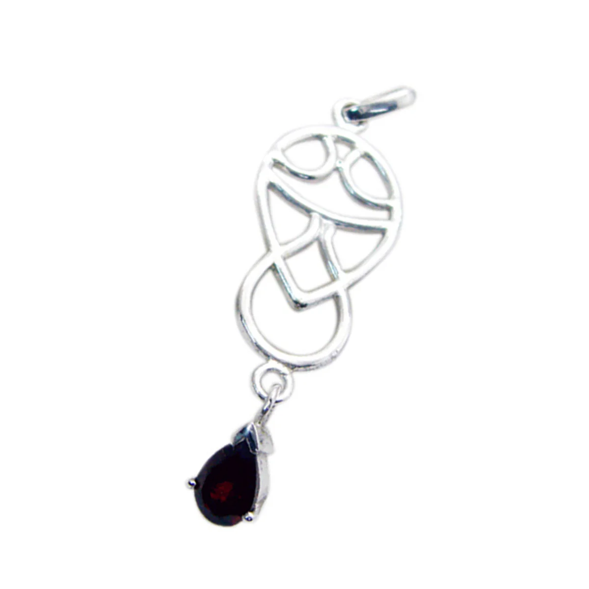 Garnet Featherlight German Sterling Silver Solitaire Aaliyah Abstract Red Pendant Jewellery - Image 3