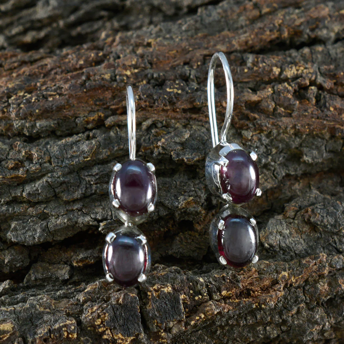Garnet Korean Renata multiple Dangle Red Silver Earring - Image 3