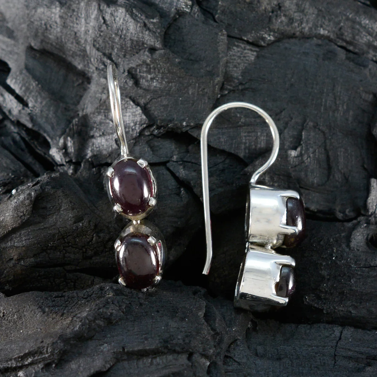 Garnet Korean Renata multiple Dangle Red Silver Earring - Image 4