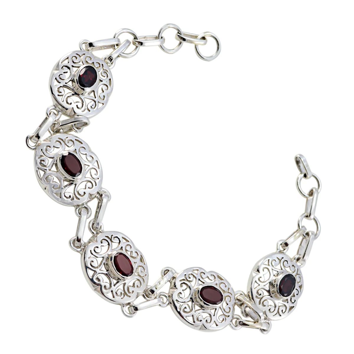 Garnet London Fashion Week Slim Red Sterling Silver Links Bracelet - Image 3