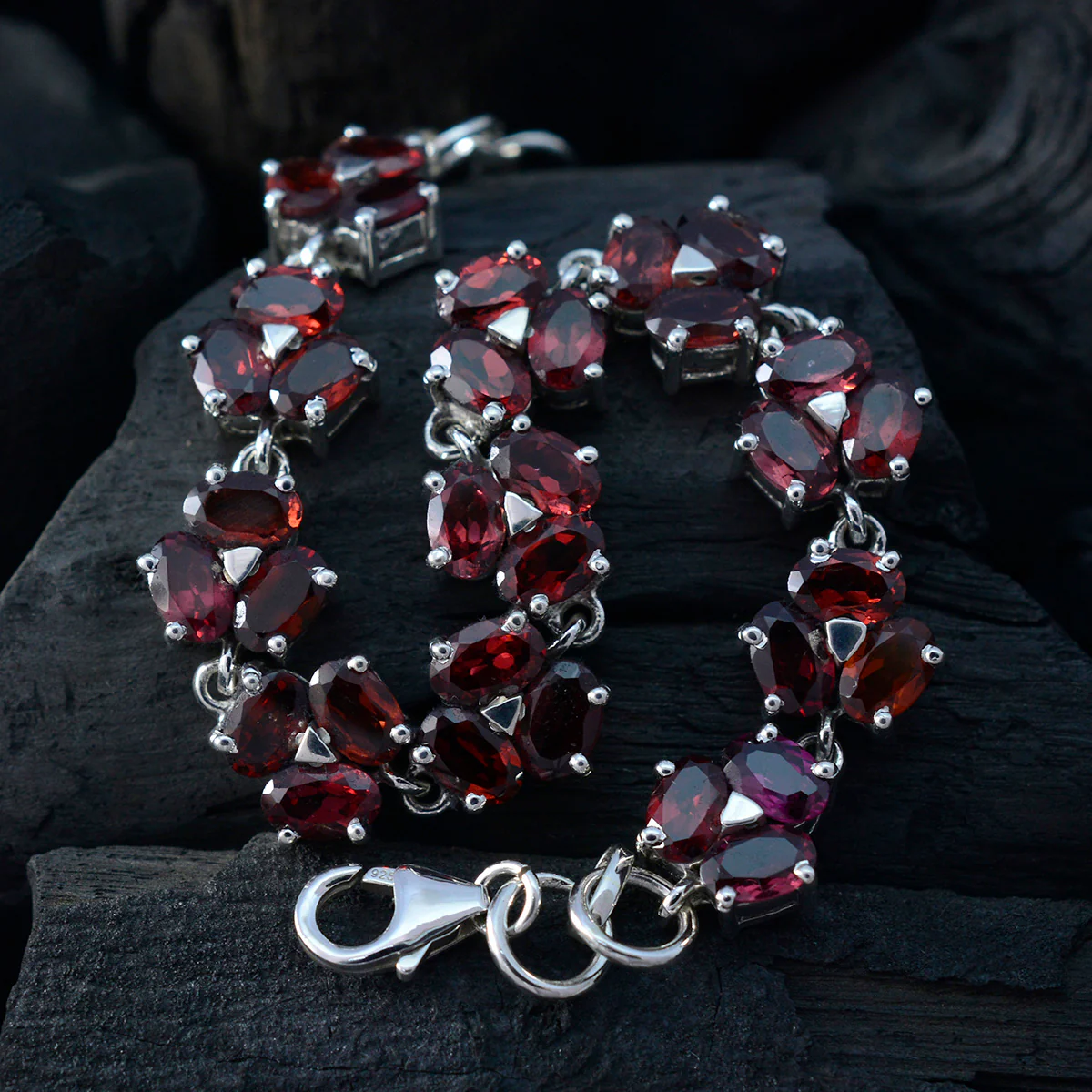 Garnet Longest Day of the Year Classic Red 925 Silver Links Bracelet - Image 3