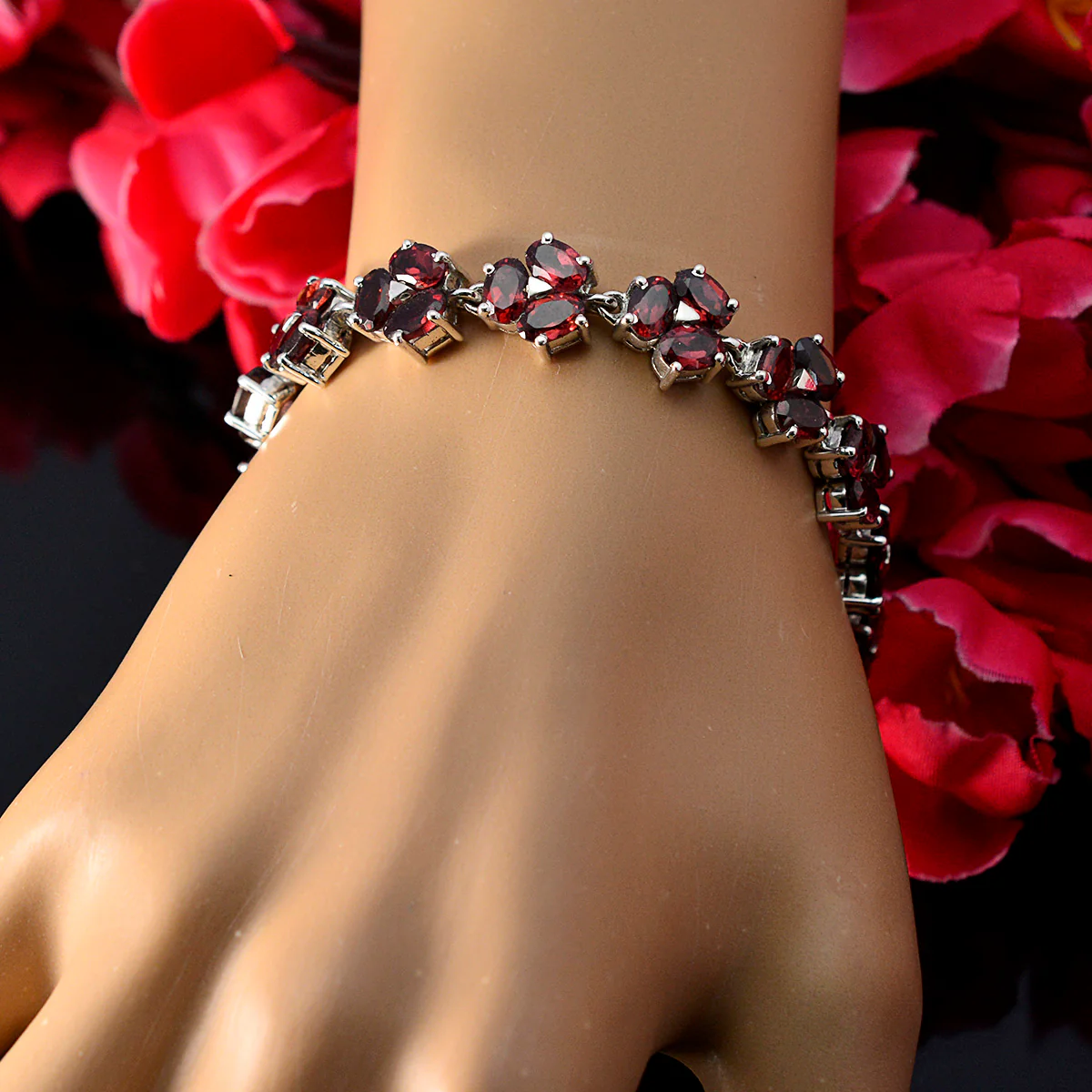 Garnet Longest Day of the Year Classic Red 925 Silver Links Bracelet - Image 4