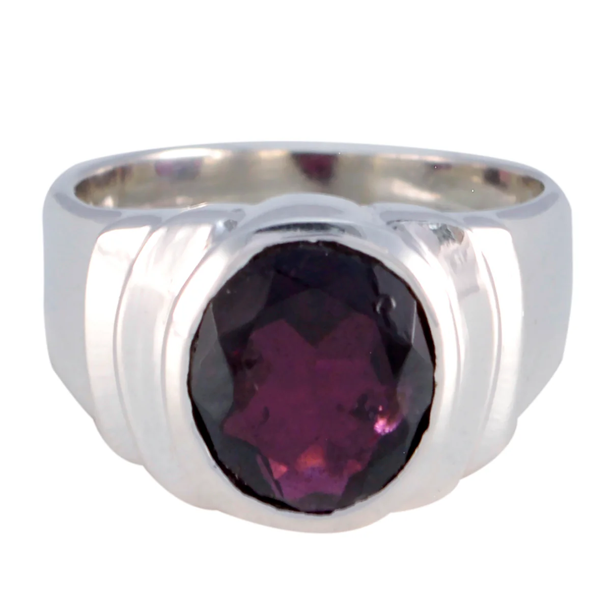 Garnet Solitaire African Silver Red Gemstone Eye-catching Love Ring Jewelry - Image 3