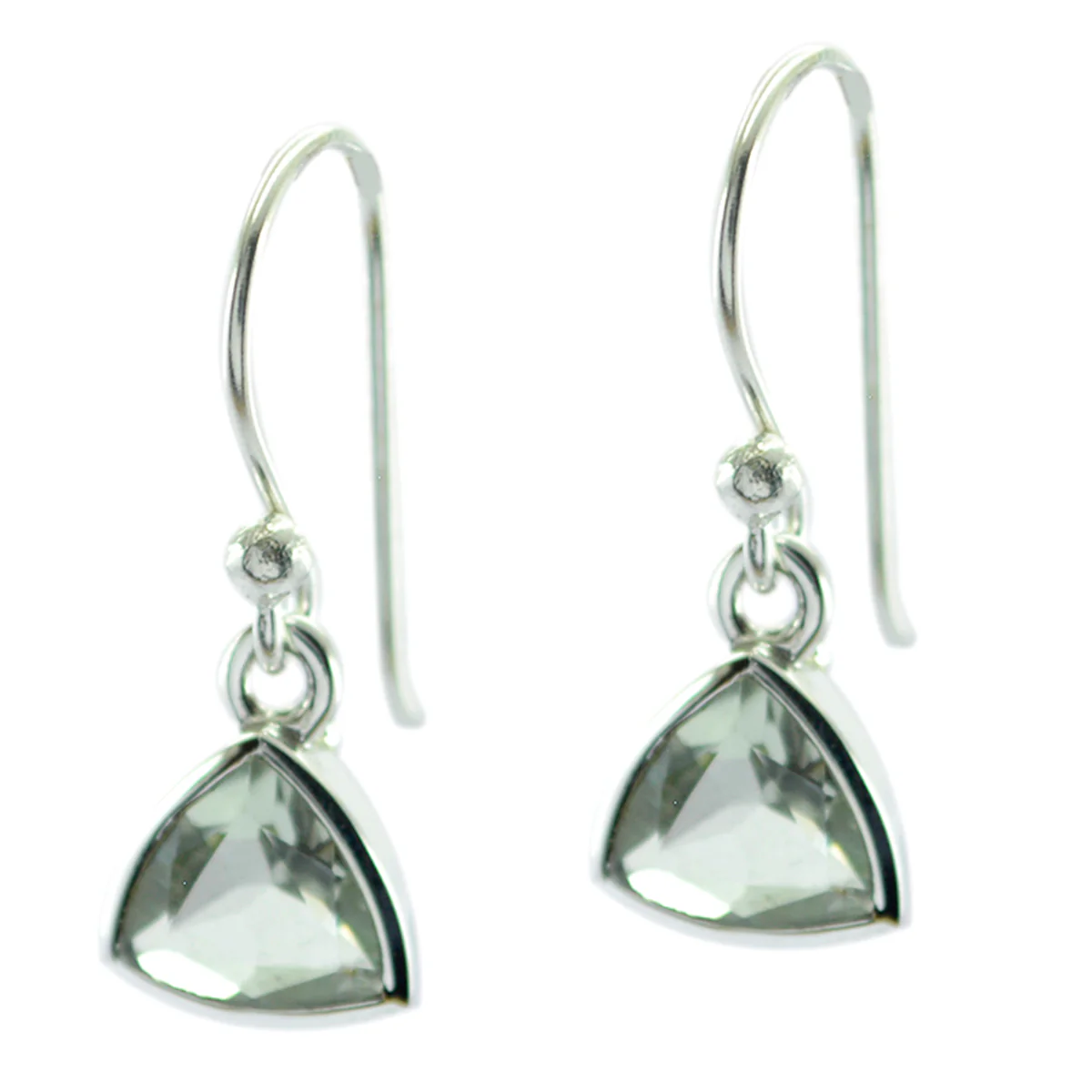 Green Amethyst African Antonia Solitaire Dangle Green Silver Earring - Image 3