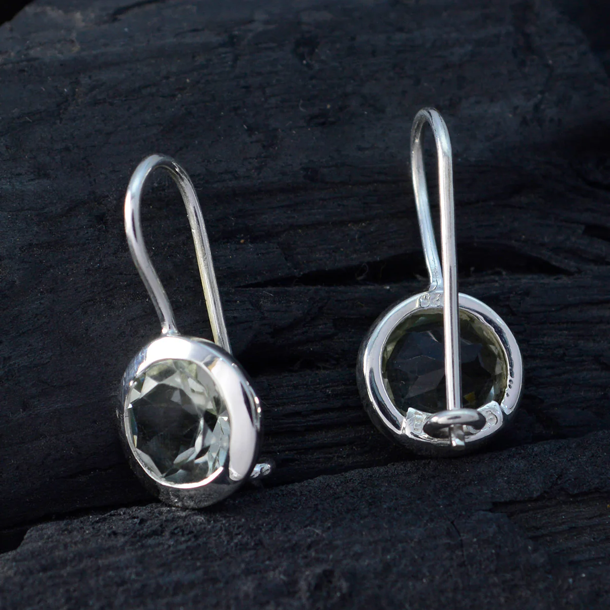 Green Amethyst French Andrea Solitaire Dangle Green 925 Sterling Silver Earring - Image 4