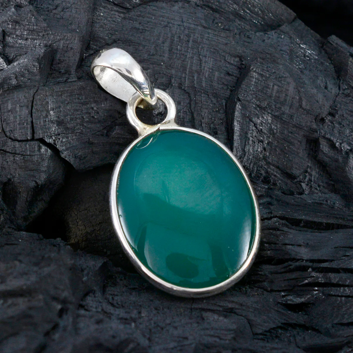 Green Onyx Classic Turkish Silver Solitaire Scarlett propsel Green Pendant Jewelry - Image 3