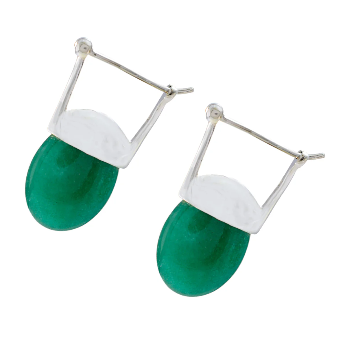 Green Onyx Moroccan Clara Solitaire Dangle Green 925 Sterling Silver Earring - Image 3