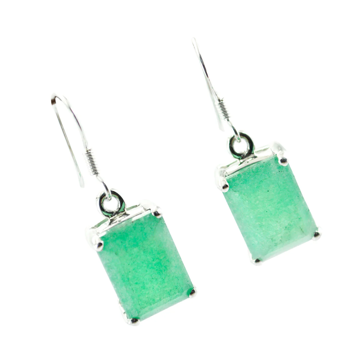 Indian Emerald Australian Noelia Solitaire Dangle Green Silver Earring - Image 3
