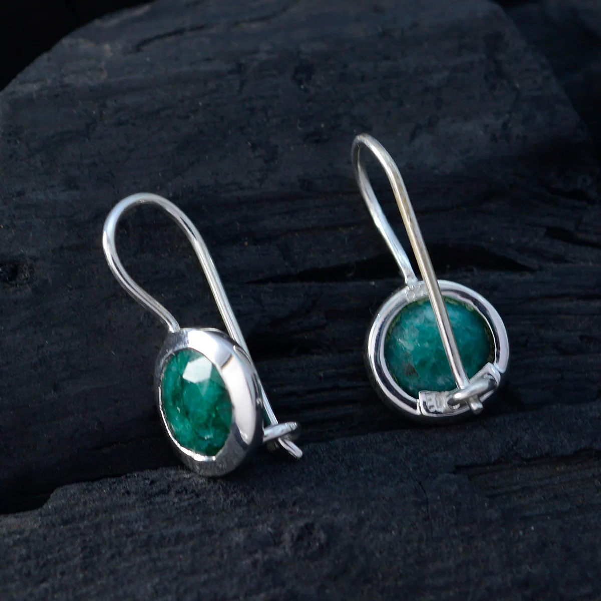 Indian Emerald Mexican Nayara Solitaire Dangle Green Silver Earring - Image 4