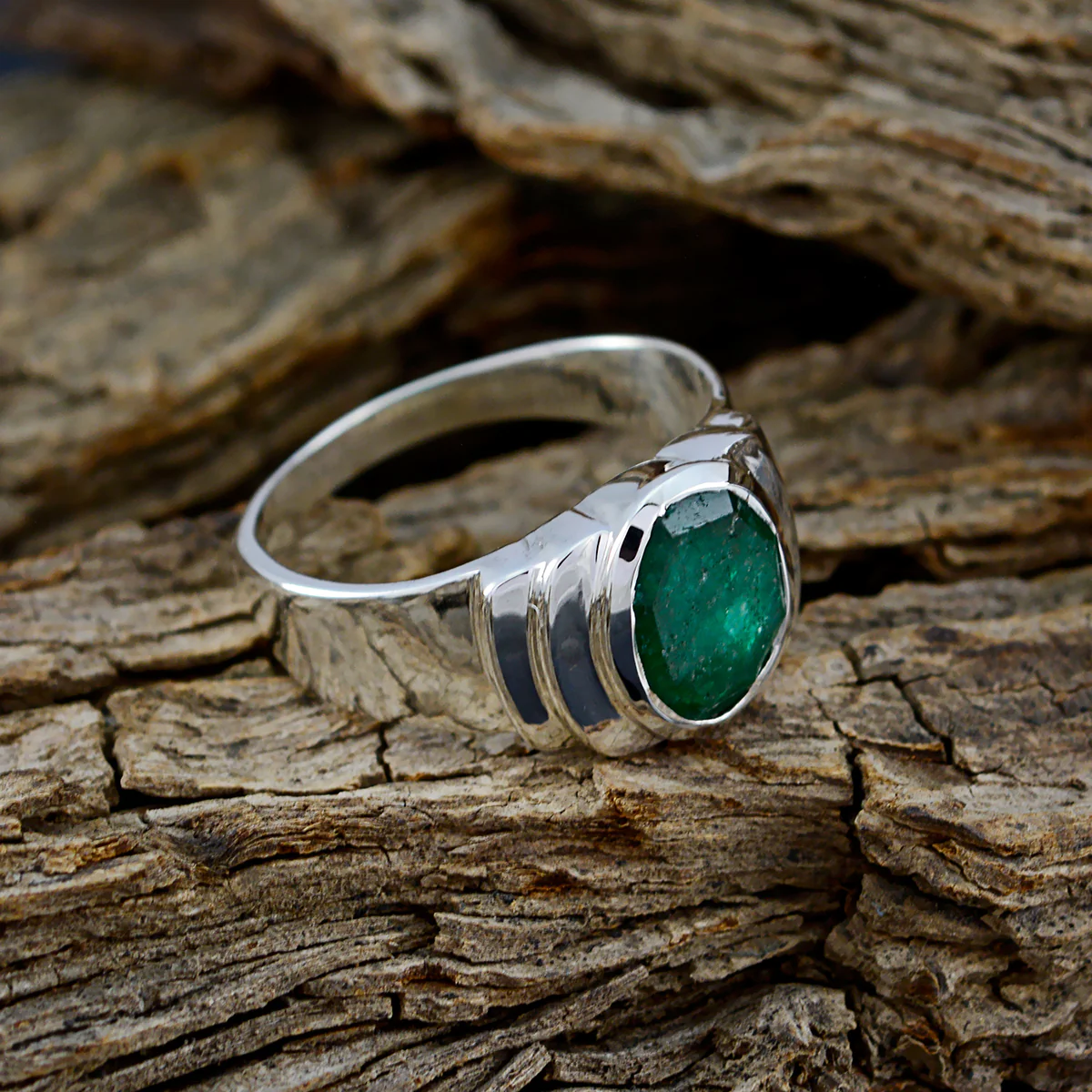 Indian Emerald Solitaire African 925 Silver Green Gemstones Eye-catching propsel Ring Jewellery - Image 4