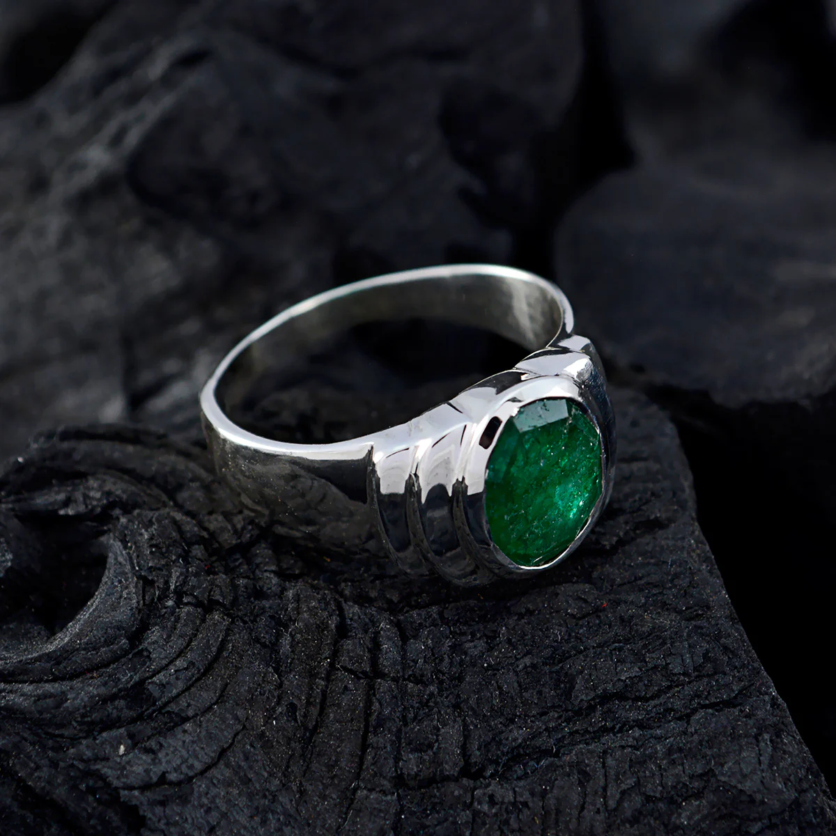Indian Emerald Solitaire African 925 Silver Green Gemstones Eye-catching propsel Ring Jewellery - Image 5