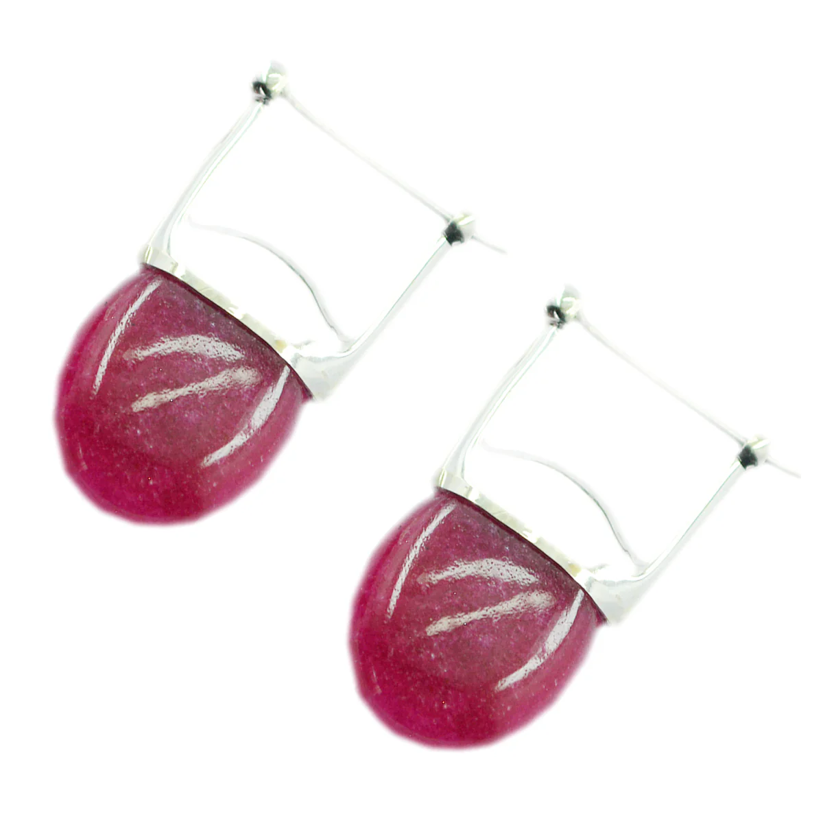 Indian Ruby Spanish Olivia Solitaire Stud Red 925 Silver Earring - Image 3