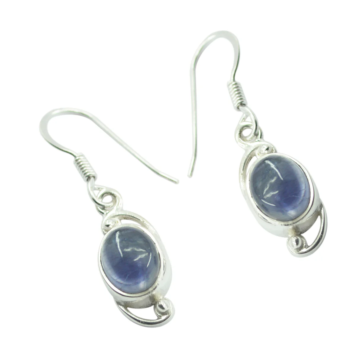 Iolite Australian Aisha Solitaire Dangle Blue 925 Silver Earring - Image 3
