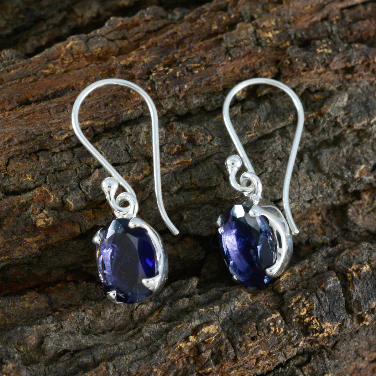 Iolite Latin American Eleanor Solitaire Dangle Blue 925 Silver Earring - Image 3