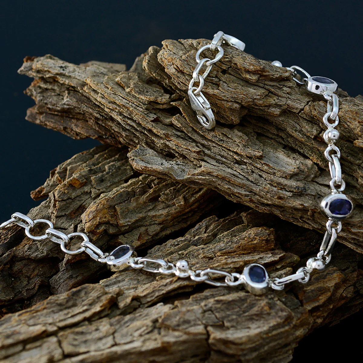 Iolite Oktoberfest Munich Delicate Blue Sterling Silver Links Bracelet - Image 3