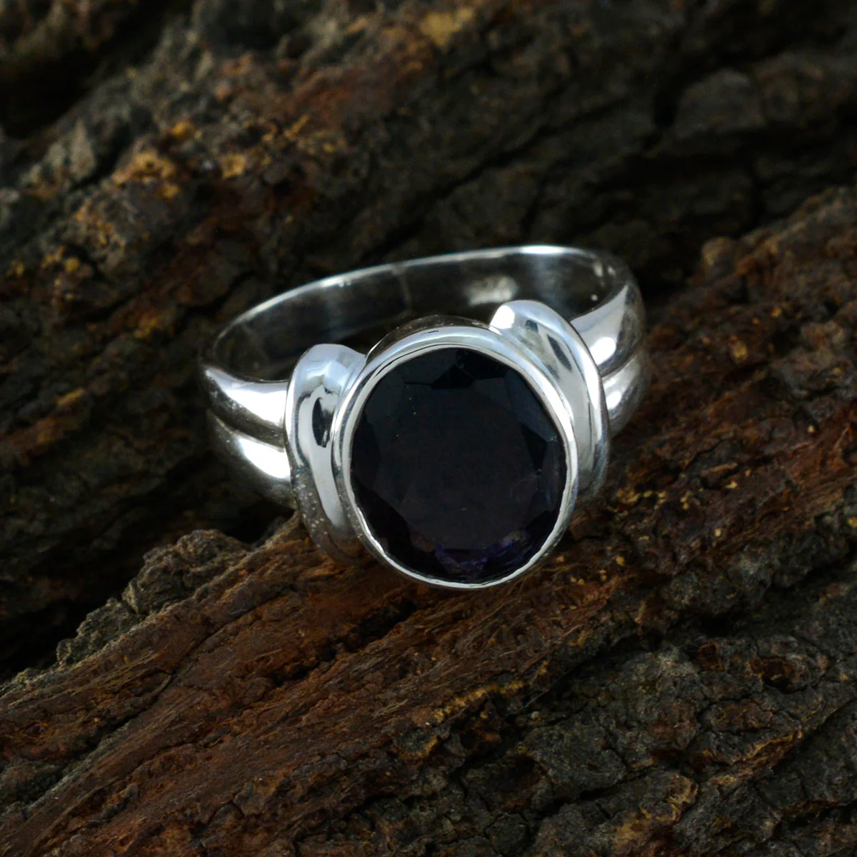 Iolite Solitaire African Silver Blue Gemstone Tiny Modern Ring Jewellery - Image 3