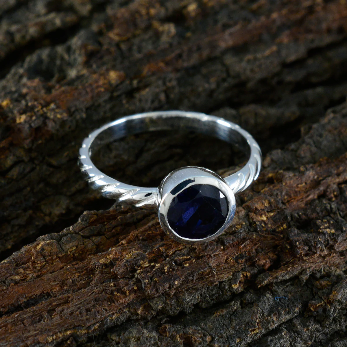 Iolite Solitaire Korean Sterling Silver Blue Gemstone Dainty Romantic Ring Jewellery - Image 3