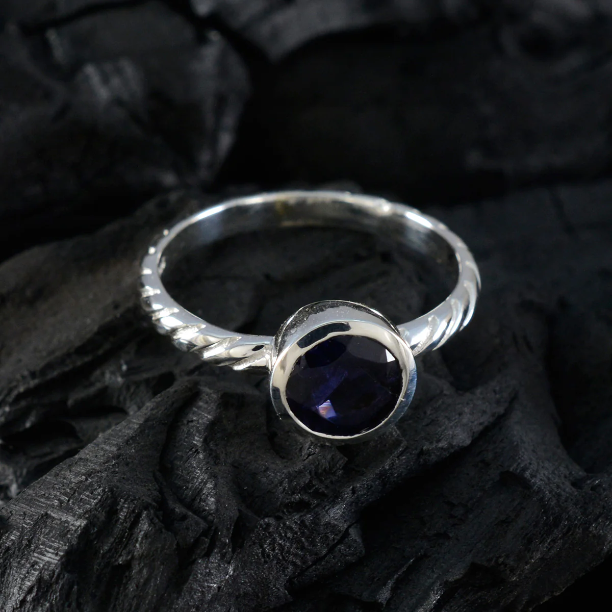 Iolite Solitaire Korean Sterling Silver Blue Gemstone Dainty Romantic Ring Jewellery - Image 4