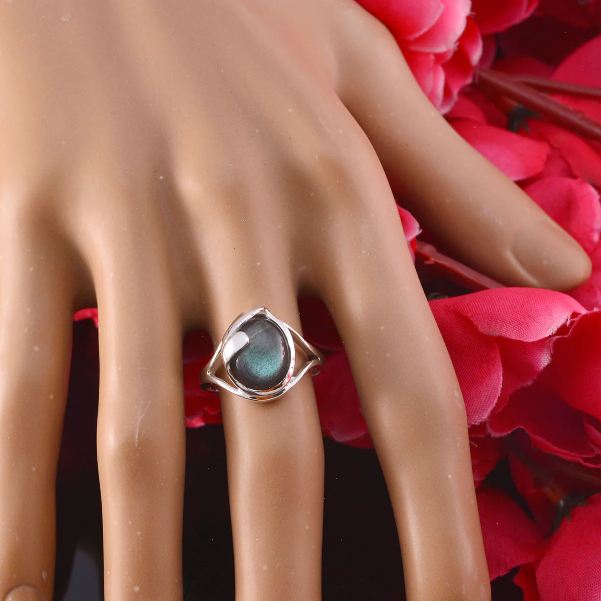 Labradorite Solitaire African Silver Gray Gemstones Slim Traditional Ring Jewelry - Image 5