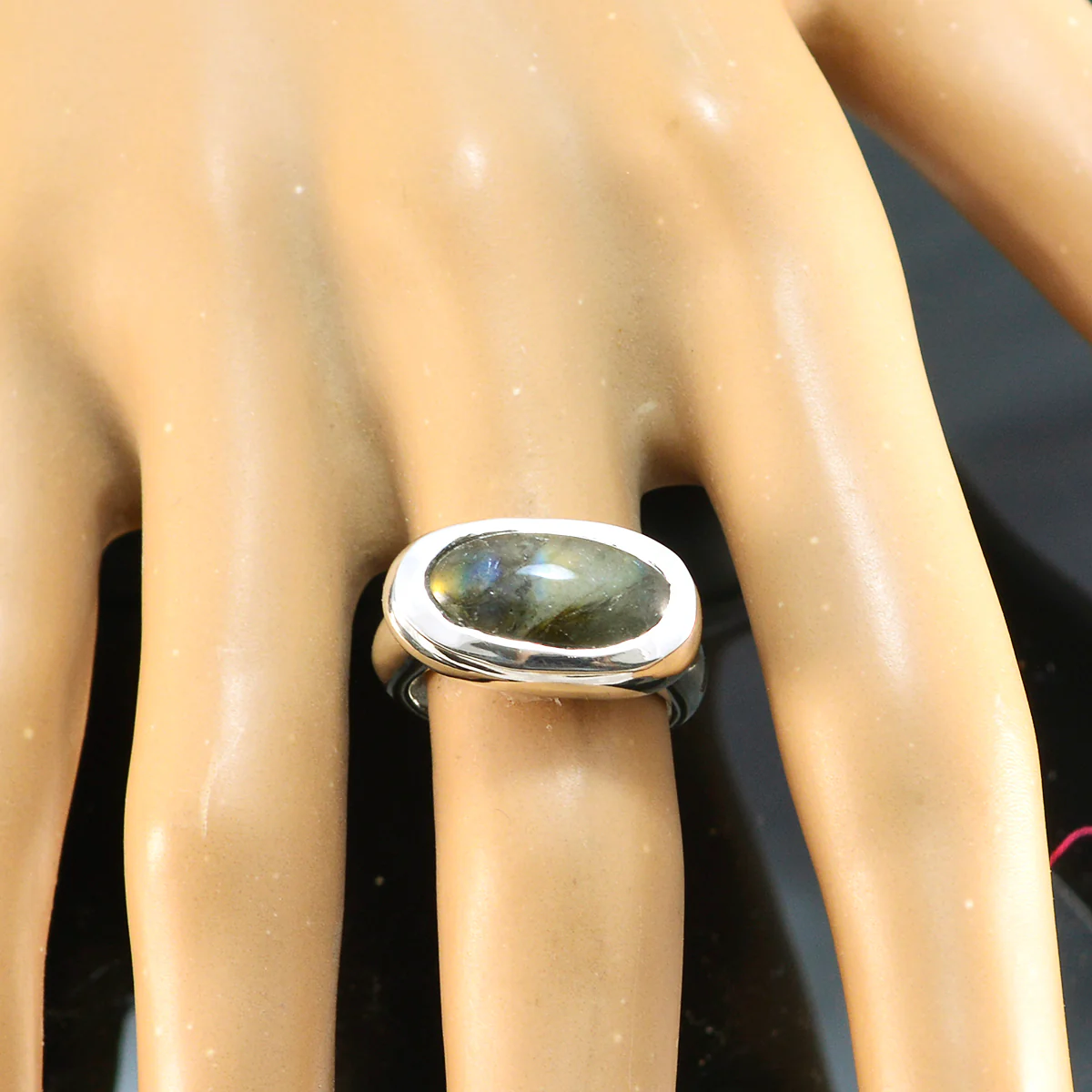 Labradorite Solitaire Indian 925 Silver Gray Gems Mid-weight Graceful Ring Jewelry - Image 3