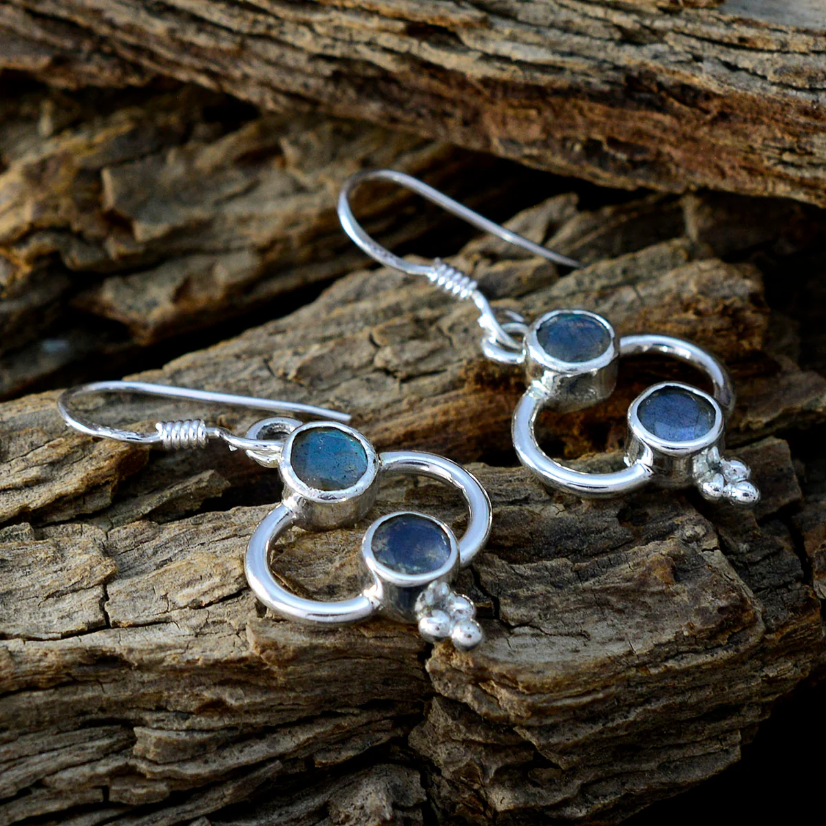 Labradorite Turkish Sakura multiple Dangle Gray Sterling Silver Earring - Image 3