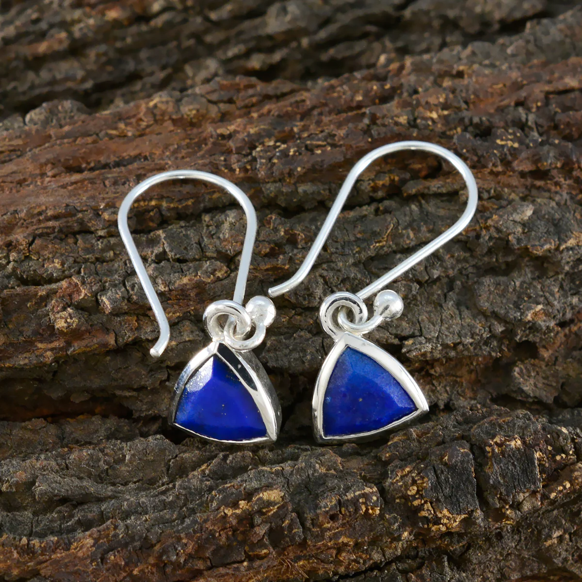 Lapis Lazuli American Autumn Solitaire Dangle Blue 92.5 Silver Earring - Image 3
