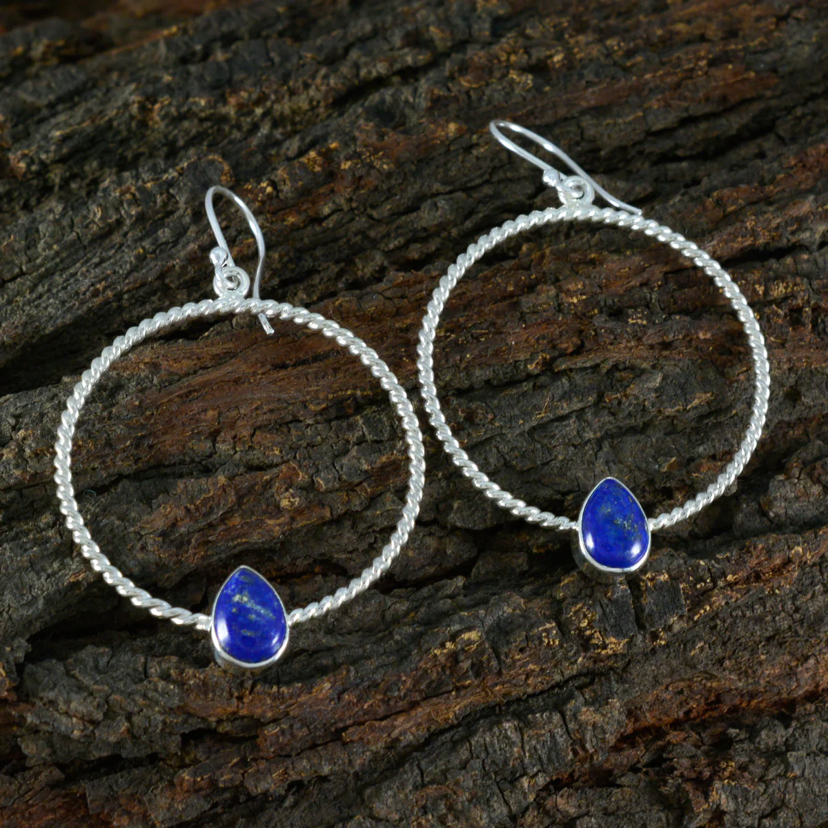 Lapis Lazuli Russian Mariana Solitaire Dangle Blue 925 Sterling Silver Earring - Image 3