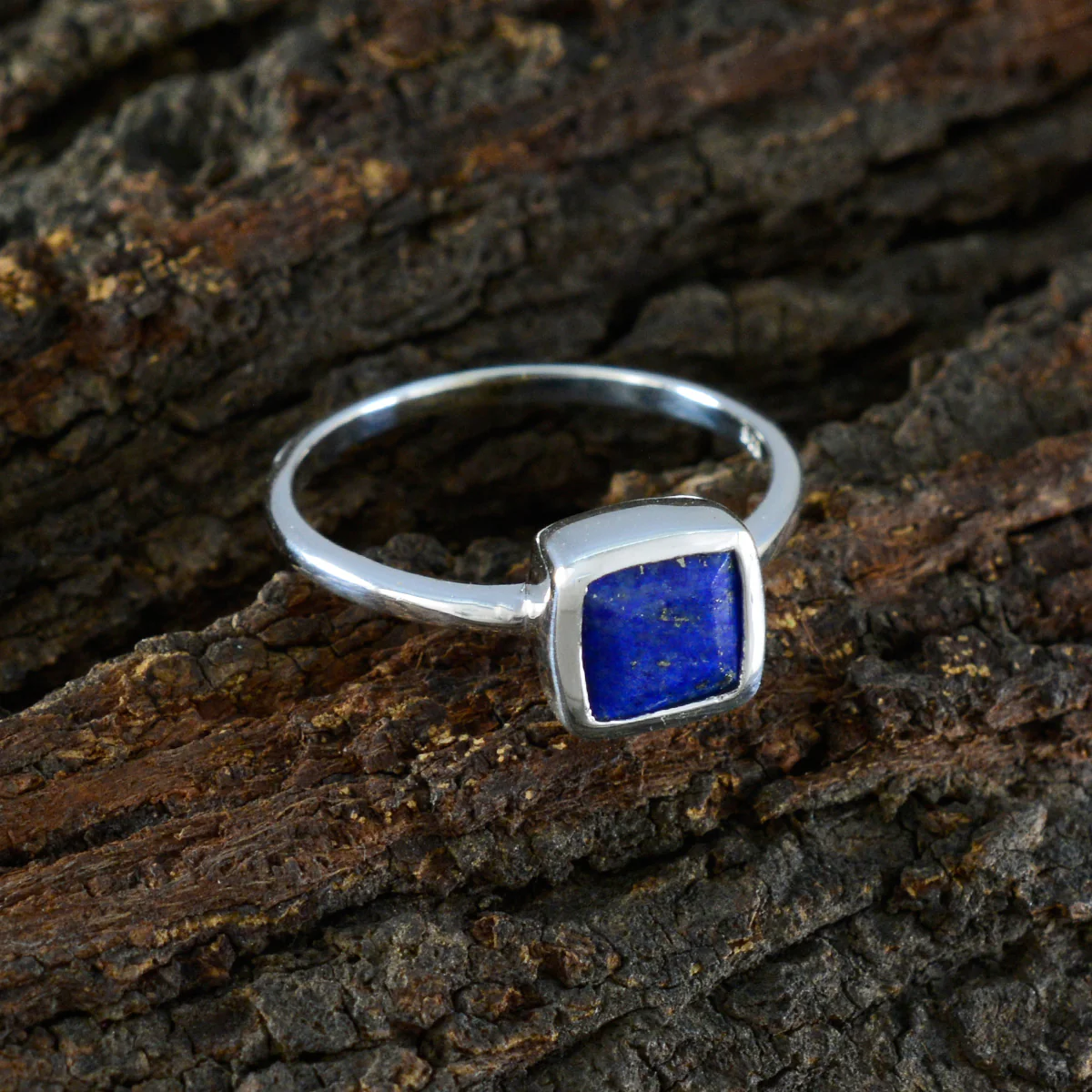 Lapis Lazuli Solitaire American 92.5 Silver Blue Gems Dainty Sophisticated Ring Jewellery - Image 3