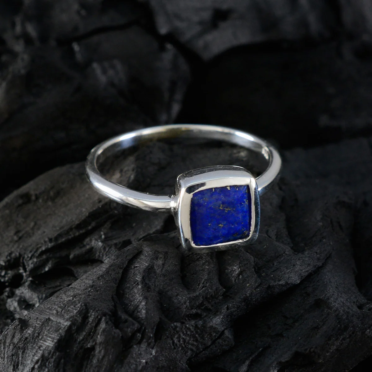 Lapis Lazuli Solitaire American 92.5 Silver Blue Gems Dainty Sophisticated Ring Jewellery - Image 4