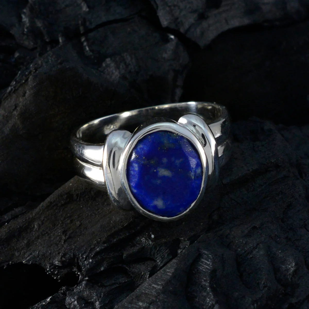 Lapis Lazuli Solitaire Egyptian 92.5 Silver Blue Gemstone Tiny Trendy Ring Jewelry - Image 4