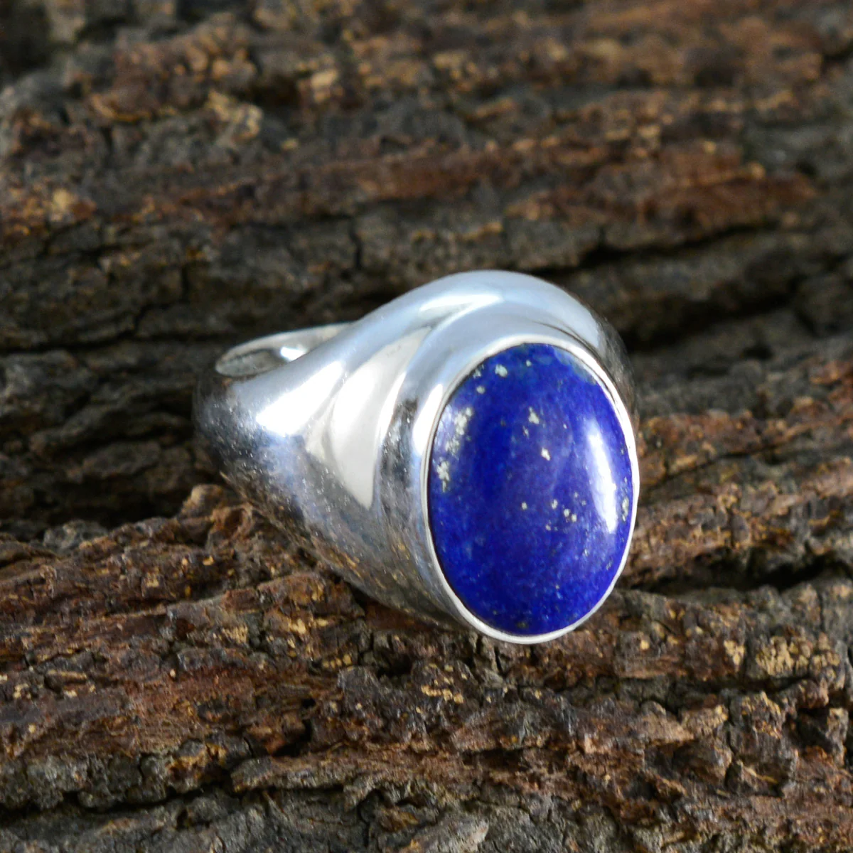 Lapis Lazuli Solitaire Indian 92.5 Silver Blue Gems Mid-weight Glamorous Ring Jewelry - Image 3