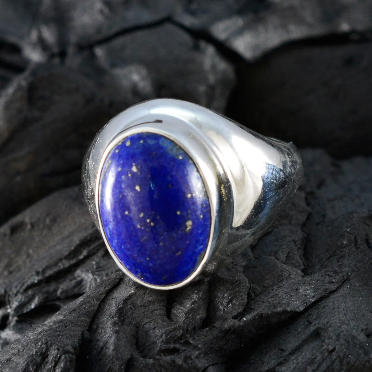 Lapis Lazuli Solitaire Indian 92.5 Silver Blue Gems Mid-weight Glamorous Ring Jewelry - Image 4