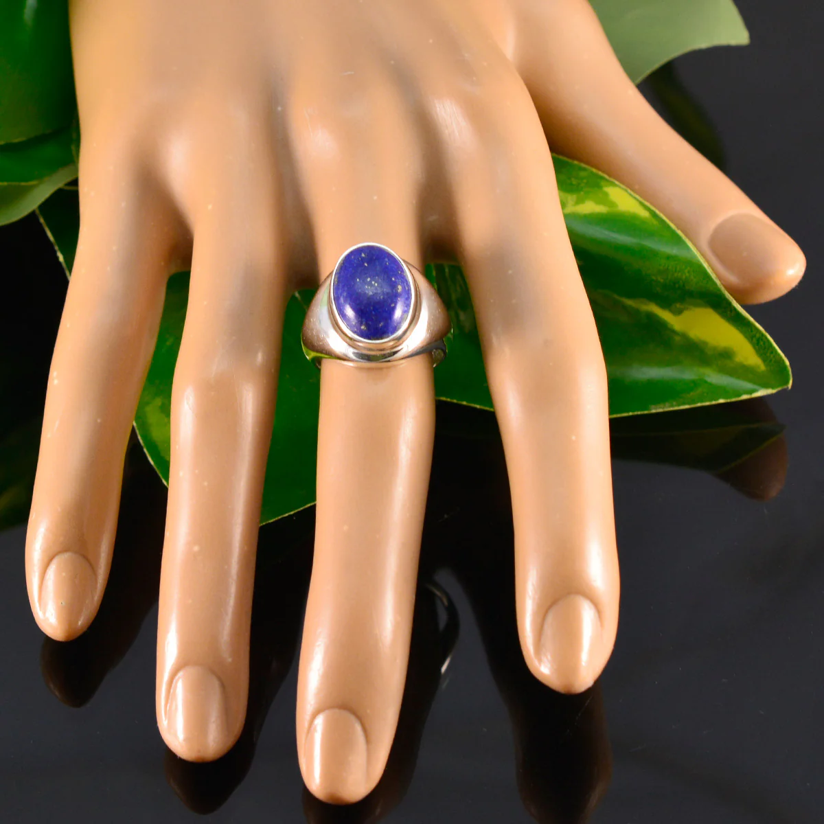 Lapis Lazuli Solitaire Indian 92.5 Silver Blue Gems Mid-weight Glamorous Ring Jewelry - Image 5