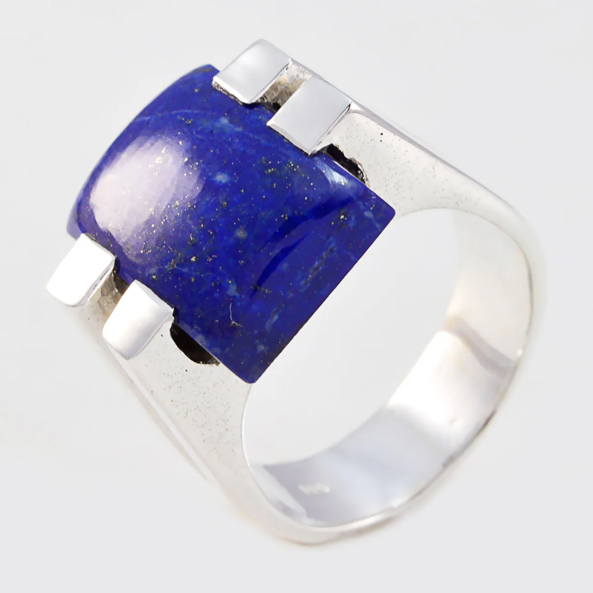 Lapis Lazuli Solitaire Spanish Silver Blue Gemstone Chunky Signet Ring Jewelry - Image 3