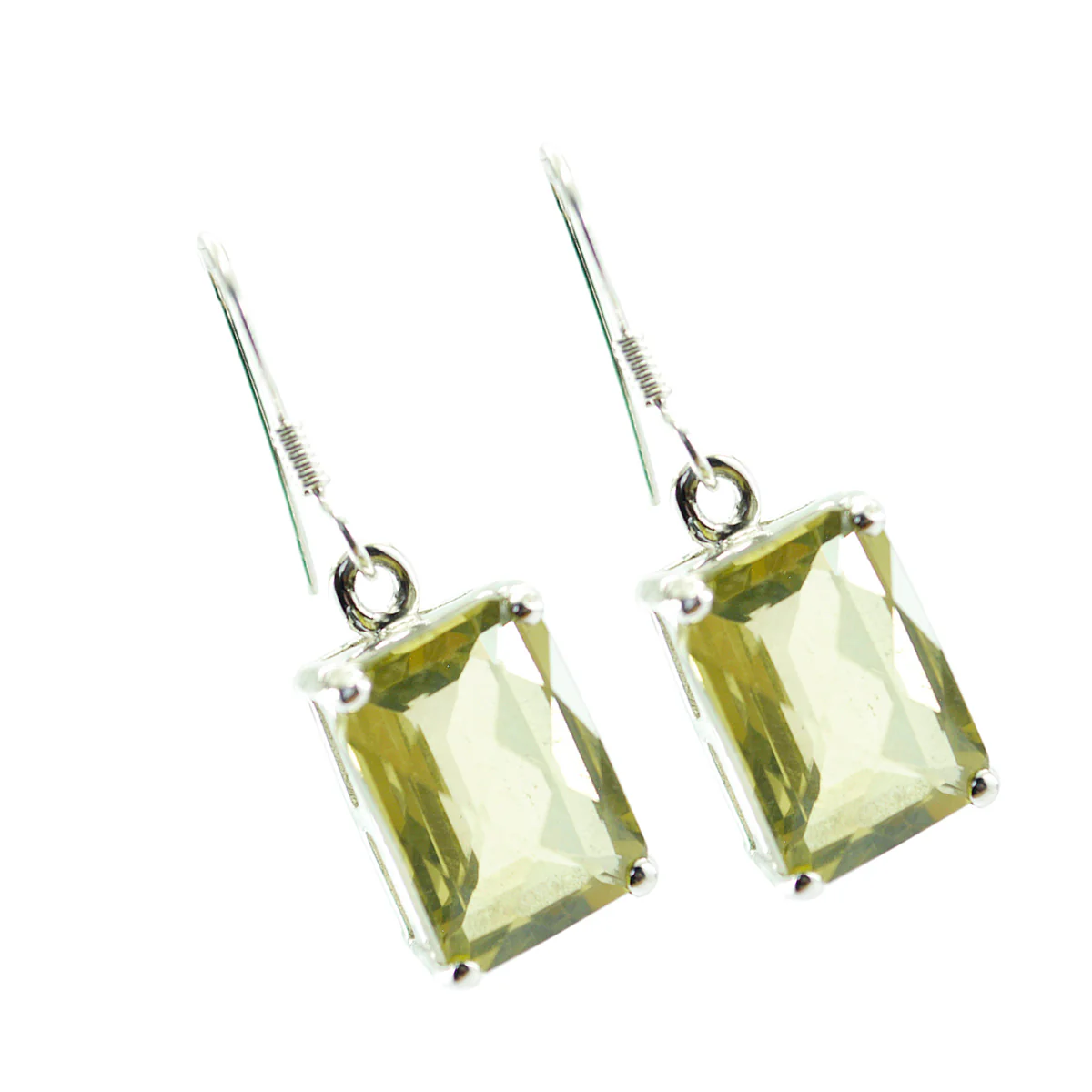 Lemon Quartz American Charlotte Solitaire Dangle Yellow 92.5 Silver Earring - Image 3