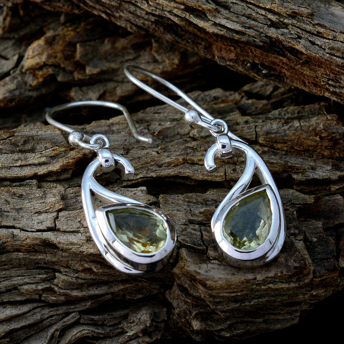 Lemon Quartz Moroccan Freya Solitaire Dangle Yellow 92.5 Silver Earring - Image 3