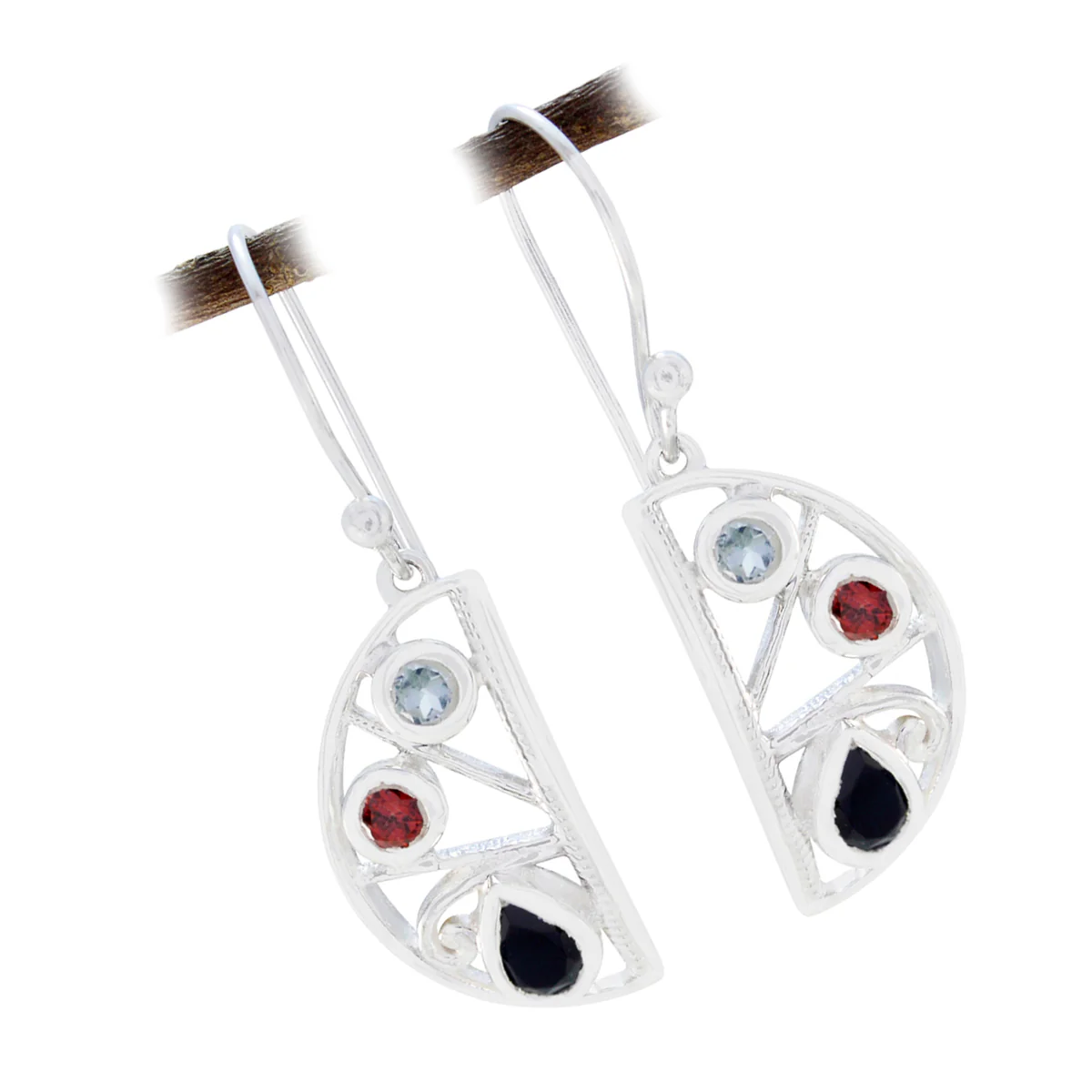 Multi Australian Autumn multiple Dangle multicolor Silver Earring - Image 3
