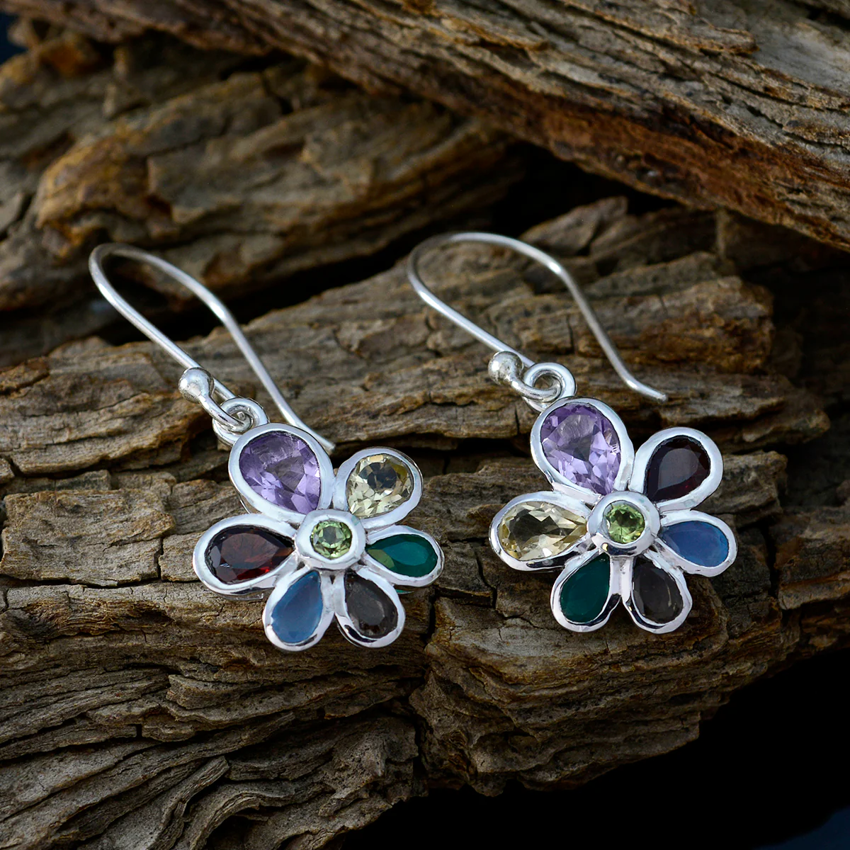 Multi Italian Mei multiple Dangle multicolor 92.5 Silver Earring - Image 3