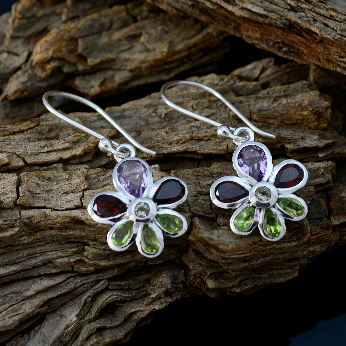 Multi Russian Tereza multiple Dangle multicolor Sterling Silver Earring - Image 3