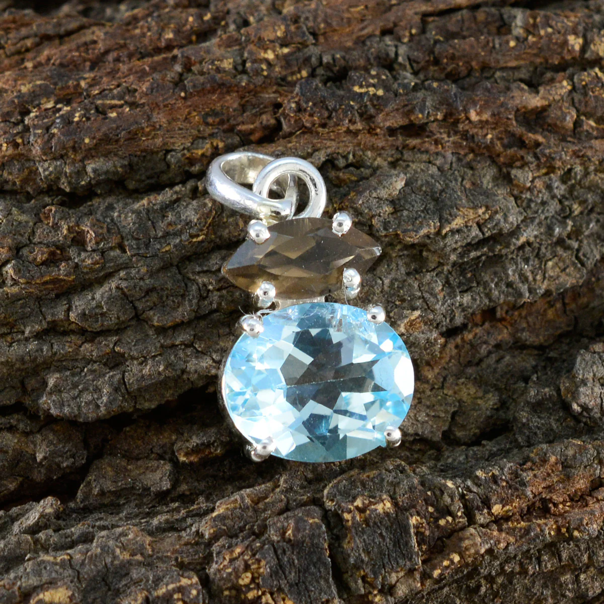 Multi Stone Delicate Egyptian 92.5 Silver Toi et Moi Yasmine propsel multicolor Pendant Jewellery - Image 3