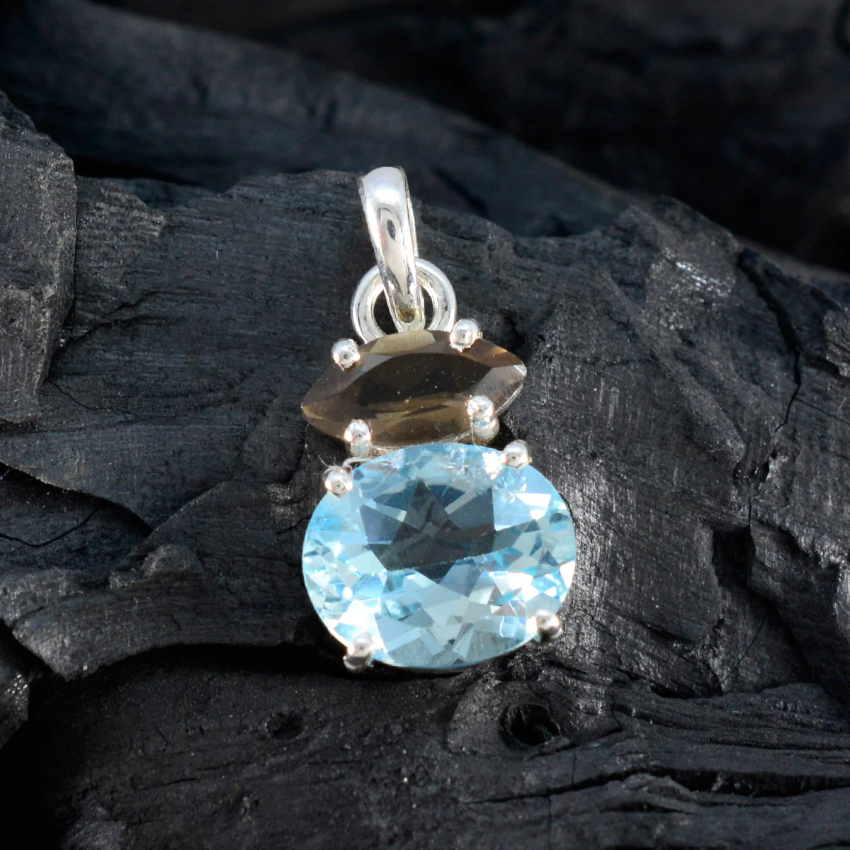 Multi Stone Delicate Egyptian 92.5 Silver Toi et Moi Yasmine propsel multicolor Pendant Jewellery - Image 4