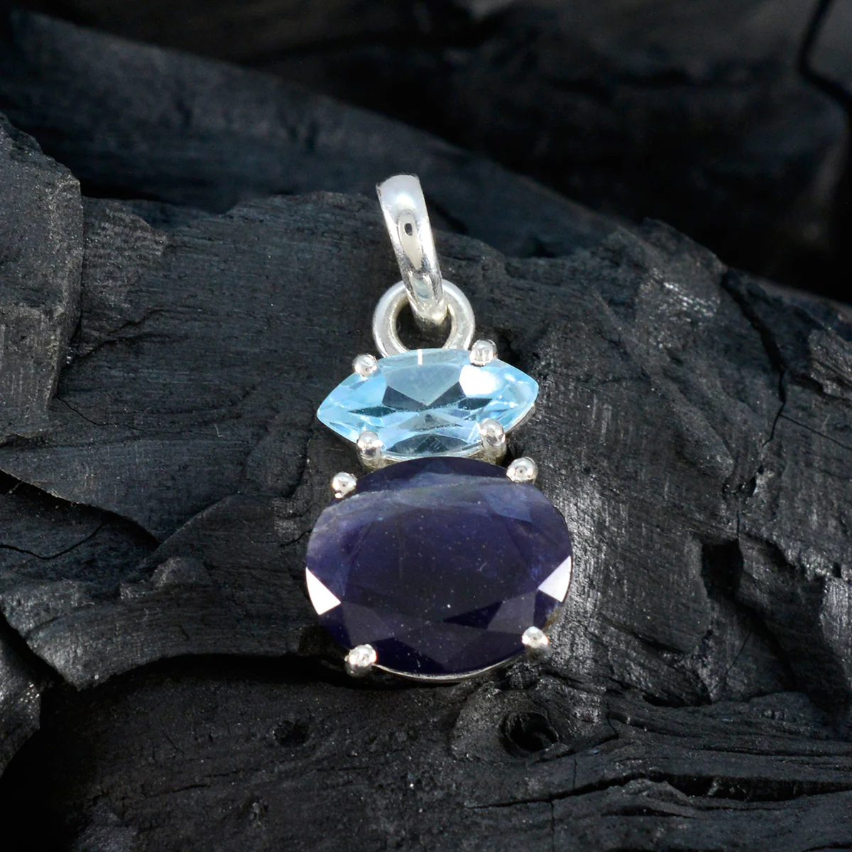 Multi Stone Delicate Turkish Sterling Silver Toi et Moi Zoey Contemporary multicolor Pendant Jewellery - Image 4