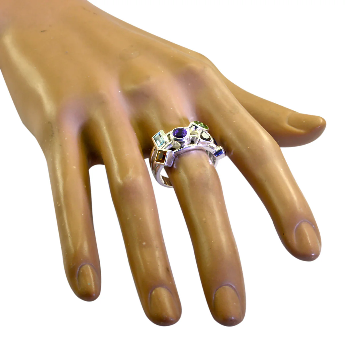 Multi Stone multiple German Sterling Silver multicolor Gemstone Versatile Cocktail Ring Jewellery - Image 3