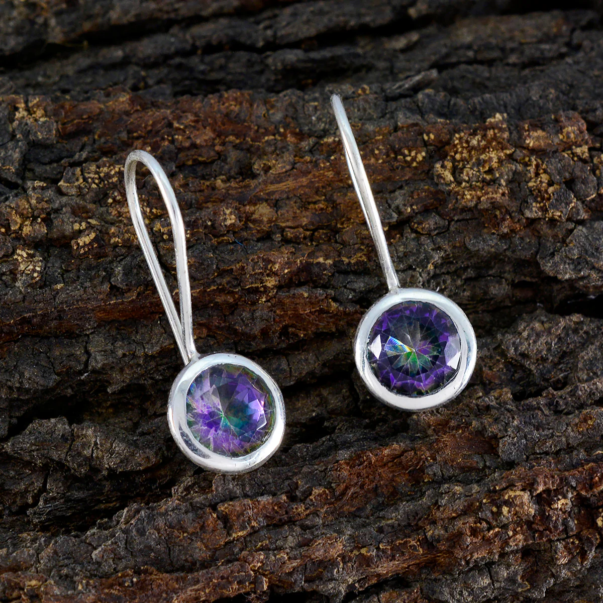 Mystic Quartz Italian Aaliyah Solitaire Dangle multicolor 925 Silver Earring - Image 3